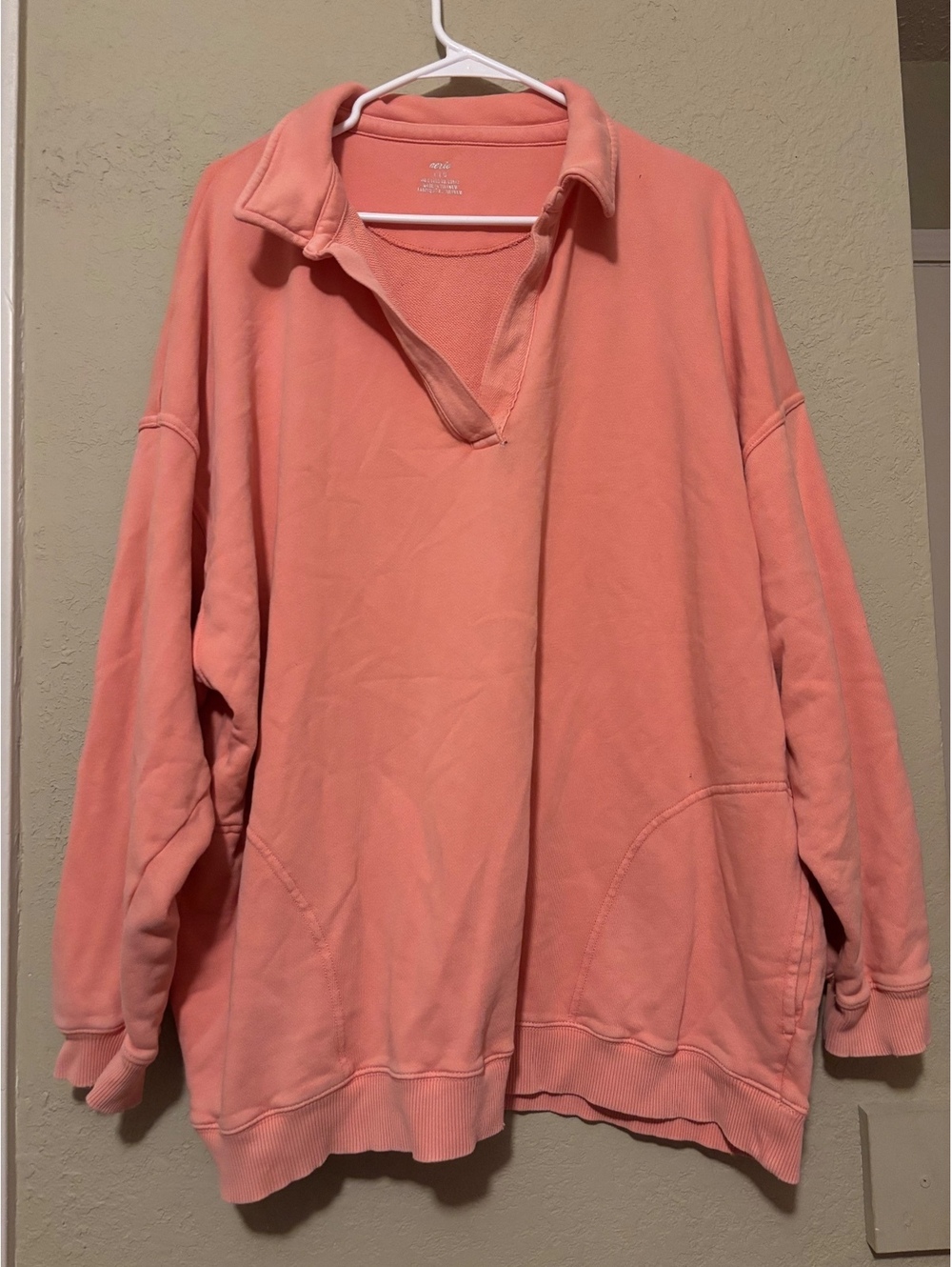 Aerie Coral Pink Oversized Pullover Sweatshirt Large